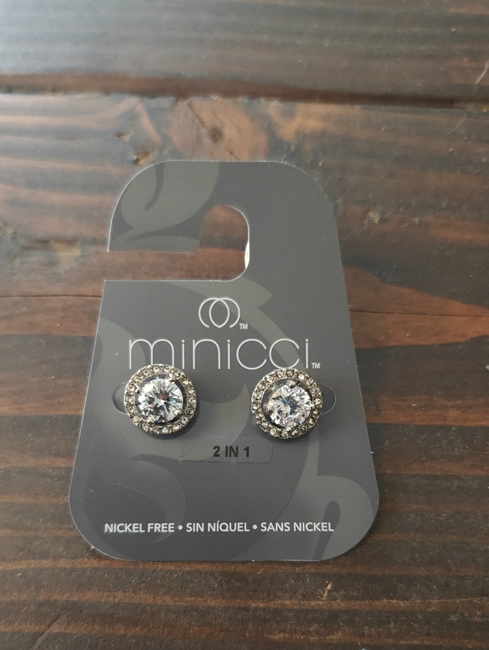 Minicci Silver and Clear Crystal Halo Stud Earrings AA22 6769